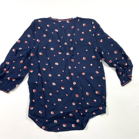 Max Studio Tie Front Blouse Blue Polka Dot - Picture 2 of 7